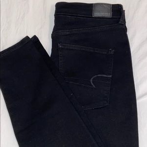 American Eagle Blackest Black Distressed Jeans